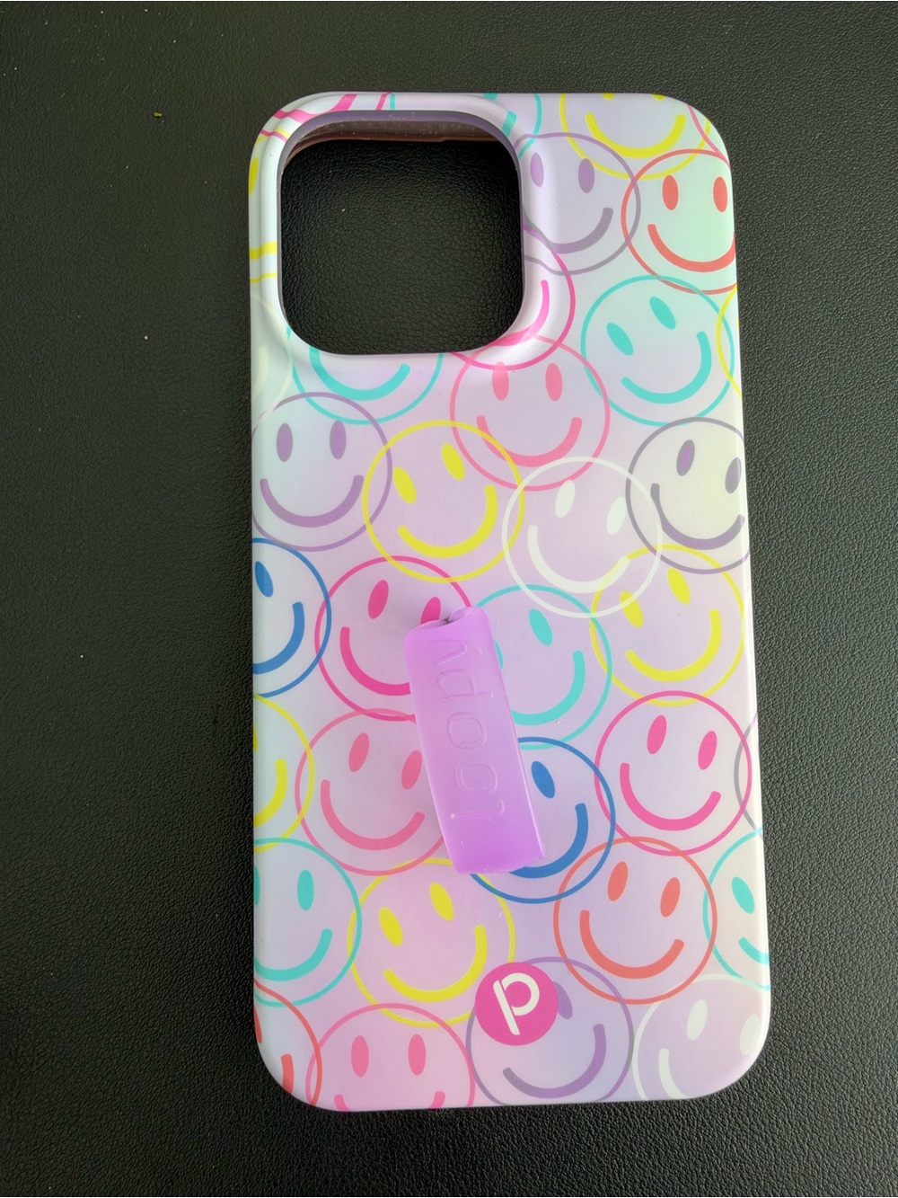 Smiley loopy iPhone Case with Purple Grip for iPhone 15 max pro